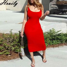 Sexy Dress Solid Colour High Waist Slim Elegant Ruched Fashion Tank Summer Light Homewear Party Club Night Long es 210515