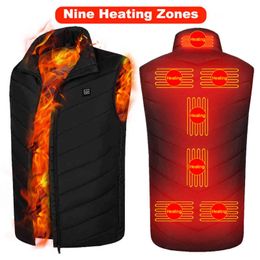 9 Areas Winter Heated Jacket Men's Women USB Electric Heating Jackets Warm Coat Outdoor Ski Hunting Thermal Cotton Clothes Vest 211120