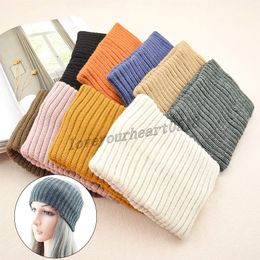 Knitted Vertical Striped Headband Ladies Double-layered Wool Warm Headband Simple All-match Women's Hair Accessories