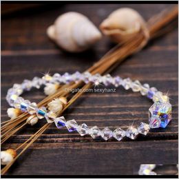 Link, Chain Bracelets Drop Delivery 2021 Link Diy Hand Woven Austrian Crystal Bracelet Stone Simple Jewelry Yiwu Nlw2J