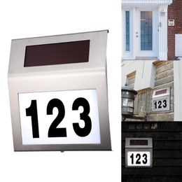 Solar Powered LED Light Sign House El Door Address Plaque Doorplate Number Outdoor Wall Lamp Other Hardware