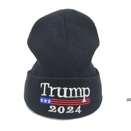 2024 Trump Knitted Woollen Hat American Campaign Men's and Women's Cold Warm Hats Balck Red ZZF8930
