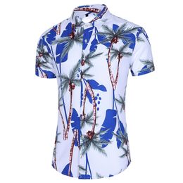 Summer Fashion Mens Shirt Slim Fit Short Sleeve Floral Clothing Trend Casual Flower s Size M-7XL 220312