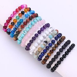 Colourful Crystal Stretch Bead Bracelet Chakra Yoga Volcanic Beads Bangle 8mm Natural Stone Bracelets for Women Jewellery