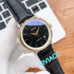 Casual Automatic Mechanical watch classic men Genuine leather Sport watches waterproof Business Geometric Numerals clock 40mm