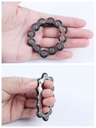 bike chain bracelet wholesale UK - 12 Knots Bike Chain Toy Key Ring Fidget Spinner Gyro Hand Metal Finger Keyring Bracelet Toys Reduce Decompression Anxiety Anti Stress For Adult