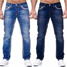 Jeans dritti Uomo Vita alta Jean Primavera Estate Boyfriend Jeans Streetwear Skinny Cacual Designer Pantaloni lunghi in denim Pantaloni 211103