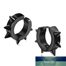 Black Punk Women Men Earrings Ear Studs Spike Rivet Hoop Huggie Gothic Black Stainless Steel Earring Jewellery Gifts Accessories