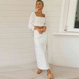 lace blouse dress suits two pieces white elegant office lady women long female casual autumn 210427