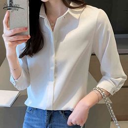 Casual Plus Size Button Cardigan Shirt For Autumn Fashion Solid Chiffon Blouse Women Ladies Tops Blusas Mujer 10551 210415
