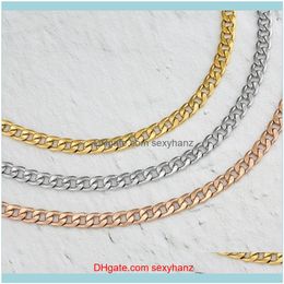 Necklaces & Pendants Jewelrywholesale Stainless Steel Ikaika Choker Chain Necklace Hip-Hop Style Chunky Minimalist Jewlery 10Pcs/Lot Chokers