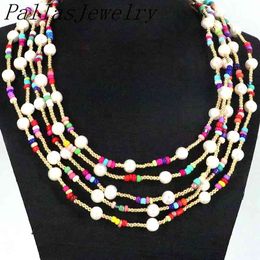 5Pcs Luxury Pearl Necklaces Beaded Choker Summer Beach Necklace For Women Jewellery 2021 Fashion Beads Female Accesorios