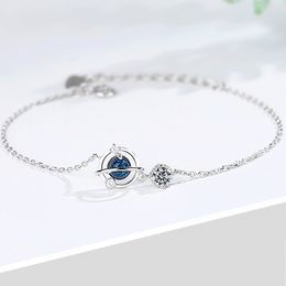 Silver Crystal Planet Charm Bracelet &Bangle For Women Wedding Jewelry Party Pulseras Mujer