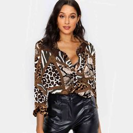 Women Blouses Sexy Leopard Blouse Shirt Long Sleeve Office Shirt Fashion Autumn Casual Vintage Tops Chemisier Femme 210518