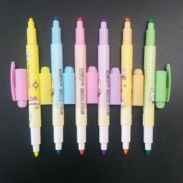 Highlighters 6Colors /Set 2021 Cartoon Cute Creative Focus Stud Highlighter Marker Pen Office School Supplies