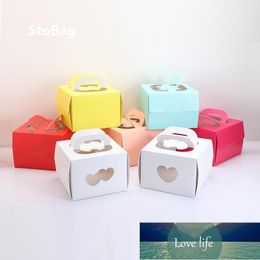 StoBag 10pcs heart-shaped With Window Portable Cake Box Dessert Puff Point Packing Box for wedding birthday and Christmas party1 Factory price expert design Quality
