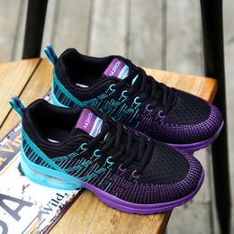 Wholesale 2021 Top Fashion Off Mens Womens Sport Running Shoes Newest Rainbow Knit Mesh Outdoor Runners Walking Jogging Sneakers SIZE 35-42 WY29-861