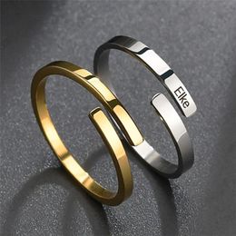 Cluster Rings 1 PC Simple Stainless Steel Open Adjustable Silver Plated Rose Gold Color Finger Ring For Women Men Jewelry Gift