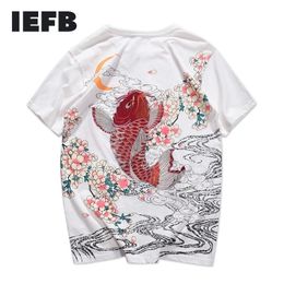 IEFB Embroidery T-shirt Chinese Style Round Collar Short Sleeve Tee Tops For Men Fashion Ukiyoe Pattern Clothes 9Y5856 210524