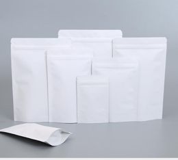 2021 Various Sizes Matte White Zip Packing Herb Bags Wedding Gifts Aluminium Foil Mylar Packaging Bag with Tear Notch