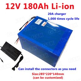 GTK 12V 180Ah 200Ah lithium ion battery pack built-in 3S BMS for Steamer Machine motorhome EV+20A charger