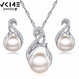 Jewelry Sets Luxury designer Bracelet Trendy Wedding Silver Color Earrings Simulated Pearl Set Women Necklace Bijoux collier brincos