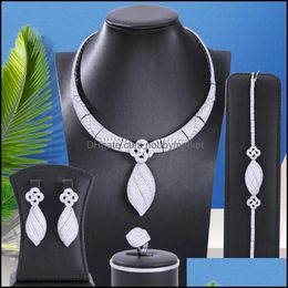 Earrings & Necklace Jewellery Sets Soramoore Luxury Africa Charm Cz 4Pcs Bracelet Ring For Women Party Zircon Lady Bridal Wedding Drop Deliver