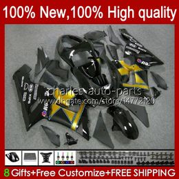 Full Fairings For KAWASAKI NINJA ZX600C ZX-600 ZX 6R 600CC 6 R ZX636 05-06 Bodywork 7No.41 ZX-636 600 CC ZX6R 05 06 ZX600 ZX 636 ZX-6R 2005 2006 OEM Bodys Kit golden black