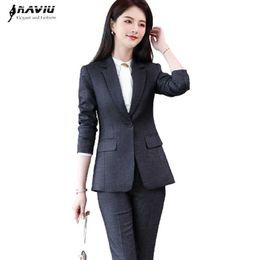 Professional Pant Suits Female Autumn Winter Temperament Fashion Interview High-Eed Blazer Sets Office Ladies Business Work Wear 210604