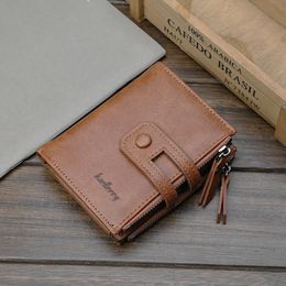 Wallets Wallet Men Short Purse Coin Pocket Zipper Clutch Bag Men's Money Clips Male 3 Fold Multi-Card Bit