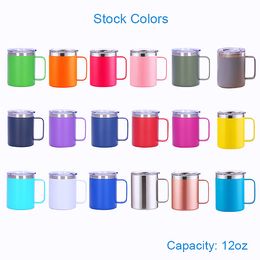Colourful Mugs 304 Stainless Steel Coffee Cup 12oz Handle Cups Home Office Water Cup 18 Style By DHL XD24898