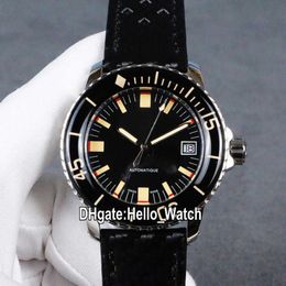 watches men luxury brand Fifty Fathoms 50 Fathoms Barakuda 5008B-1130-B52A Black Dial 8215 Automatic Mens Watch Steel Case Leather Strap discount