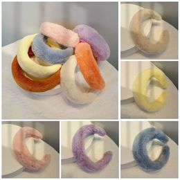 Plush Vintage Wide Hair Band Top Knot Hairbands Hair Hoop Headband Headdress Winter Women Candy Colour Hairband