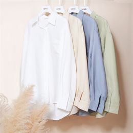 Loose Oversized White Shirts Summer Blouses Tops Woman Long Sleeve Boyfriend Style 210421