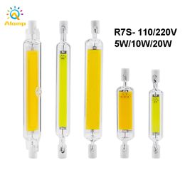 R7S COB Tube 5W 10W 20W 78mm 118mm Glass LED Bulbs AC110V 220V Lamparda Diode Spotlight For Indoor Outdoor Lighting