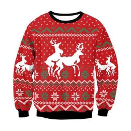 2021 Men Women Ugly Print Christmas Sweater Christmas Tree Cat Sweat Shirt Loose Novelty Xmas Sweatshirt Tops Female Dropship Y1118