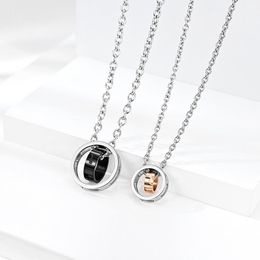 Pendant Necklaces Simple Romantic Punk Stainless Steel Her Beast His Beauty Couple Necklace For Lover Fashion Gift High Quality