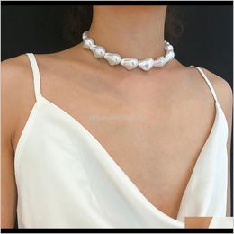 Chokers Necklaces & Pendants Jewelry Drop Delivery 2021 Trendy Irregular Shaped Pearl Choker For Girls Simple Design Woman Necklace Beading B