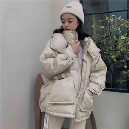 Loose Warm Down Jacket Women Fashion Korean Loose Oversized Down Coat Winter Thick Ultra Light White Duck Outwear 210419