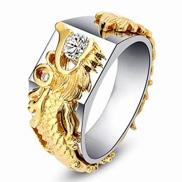 Fashion dragon zircon diamonds gemstones rings for men masculine gold white silver Colour Jewellery bague cool party accessories