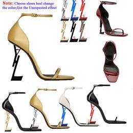 ￝ S I Paris Metall Buchstaben Luxus Designer Marke High Heels Kleid Schuhe Frauen Mode Sexy Offene spitze Super Highs Heel Sandalen Braut Hochzeit Bankett Schuh Mit box