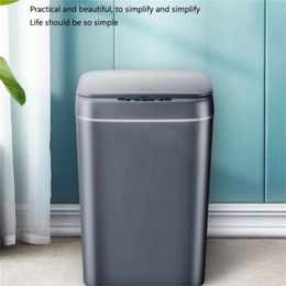 Induction Trash Can Automatic Sensor Dustbin Smart With Lid Waste Bin Home Rubbish For Kitchen Bathroom Garbage 211222