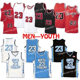 Spedisci dagli Stati Uniti Chicago MJ Maglia da basket Uomo Youth Bambini Maglie cucite Rosso Bianco Blu Nero Consegna veloce di alta qualità