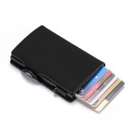 Wallets Top Men's And Women's Fashion Solid Color Aluminum Alloy Wallet, Retro Leisure PU Leather Versatile Smart Multi Card Wallet