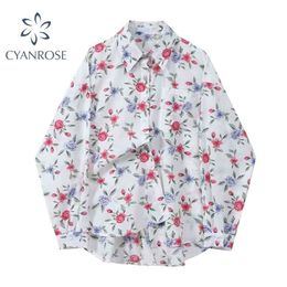 Rok Elegant Blouses Women Lantern Long Sleeve Mori Girl Loose Floral Print Shirts Female Retro Beach Casual Holiday Blusas Tops 210515