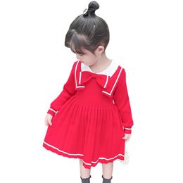 Girl's Dresses Girls Knitted Dress Striped Sweater For Kids Girl Casual Style Child Teenage Clothes 6 8 10 12 14