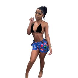 Summer Casual Sexy 90s Cartoon Chic Personality Printing Yoga Ladies High Waist Shorts Outdoor Sports Sale Home Wear 210525