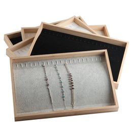 Jewellery Pouches, Bags Bamboo Wood Necklace Tray Storage Box Bracelet Display Props Accessory Set