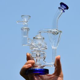 Glass Bongs Rig in Hookahs Blue 7.8 inch Smoking Pipe Colourful Comb Perc Percolator Recycle Water Pipes with 14mm Glass Clear Bowl for Smokers Gift Wholesale