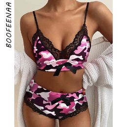 BOOFEENAA Pyjama Shorts Sets Leopard Camouflage Print Bow Lace Sexy Cute Lingerie Women Sleepwear Two Piece Set C34-BD13 X0526